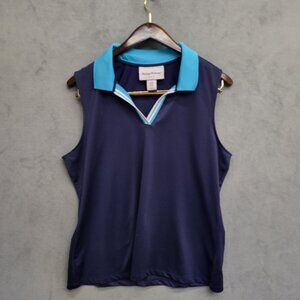 Tommy Bahama Womens Golf  Pullover Polo Size XL Blue Performance Athleisure‎
